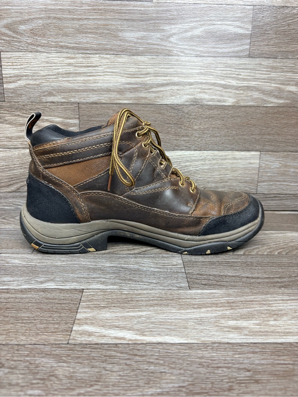 Arita Men’s Terrain Boots Soft Toe in Distressed Brown Padded Collar Sz 9D - Picture 10 of 14